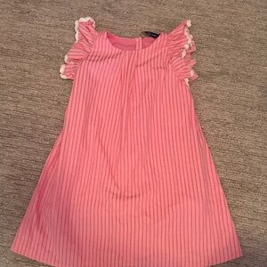 Duffield Lane Pink Striped Ruffle Sleeve Dress